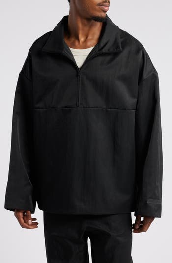 Gender Inclusive Textured Nylon Half Zip Jacket