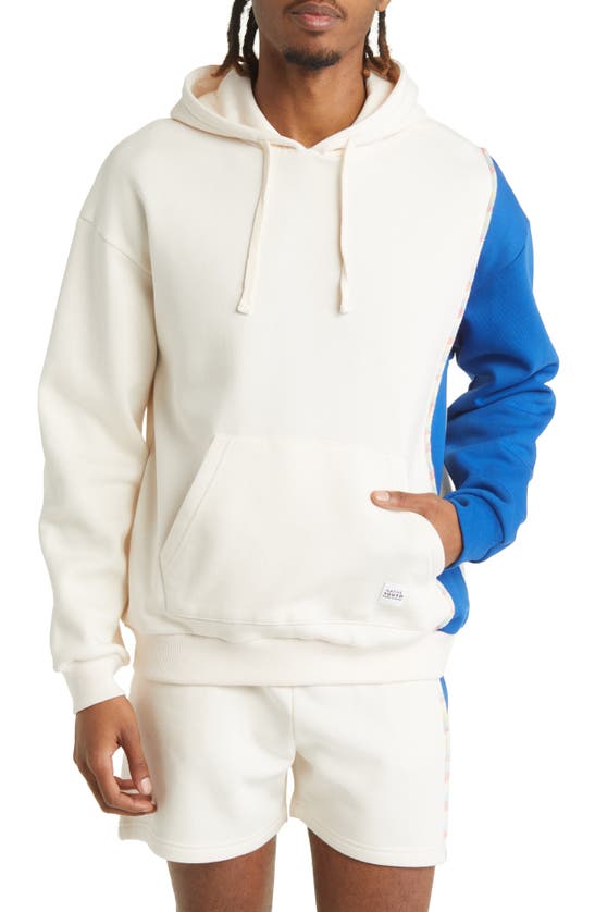 Native Youth Relaxed Fit Colorblock Cotton Blend Hoodie In White
