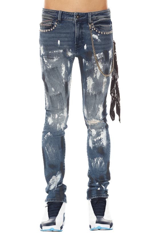 CULT OF INDIVIDUALITY PUNK RIPPED STRETCH SUPER SKINNY JEANS