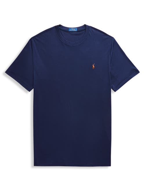 Polo Ralph Lauren Blue Crewneck T-shirt With Pony Embroidery On The Front In Animal Print