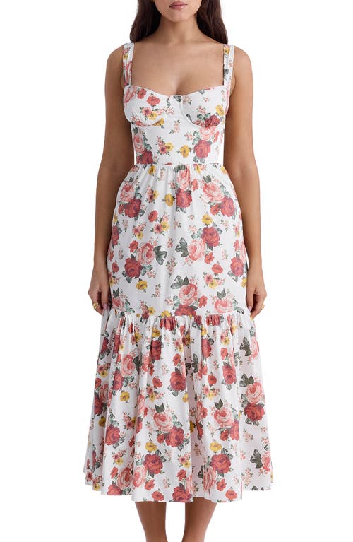 House Of Cb Elia Floral Sweetheart Neck Sundress In Rose Print