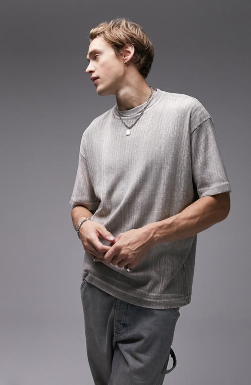 Topman Oversize Stretch Cotton Rib T-Shirt Stone at Nordstrom,