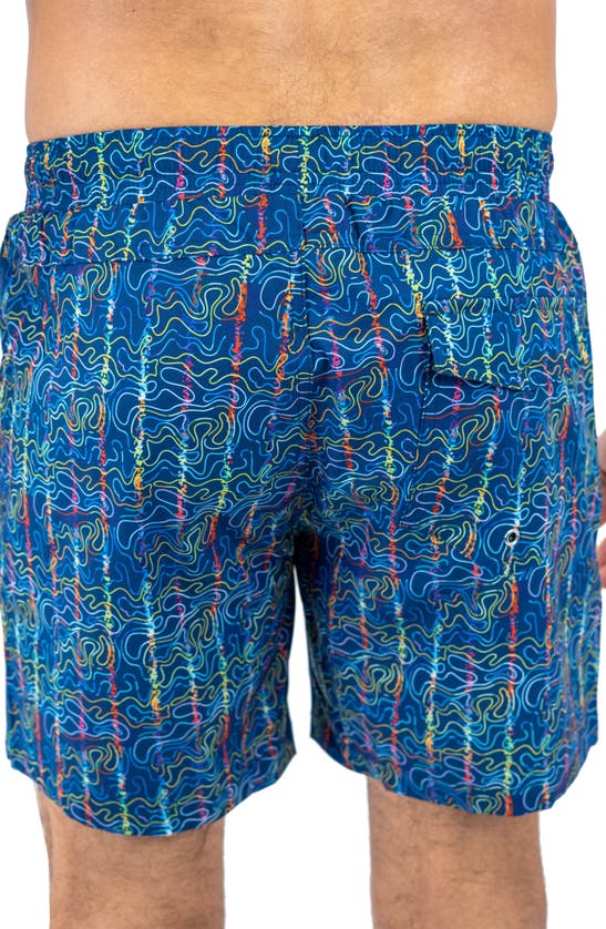 Shop Maceoo Swim Lion Oil Slick Swim Trunks In Blue