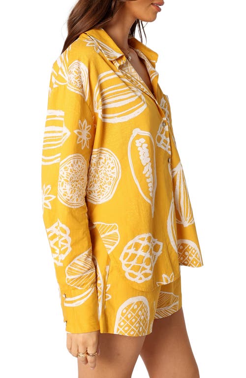 Petal And Pup Petal & Pup Bonnie Cotton & Linen Button-up Shirt & Shorts Set In Yellow
