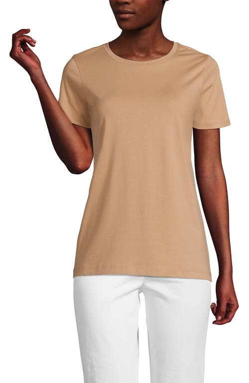 Shop Lands' End Relaxed Supima Cotton Crew Neck T-shirt In Soft Nutmeg