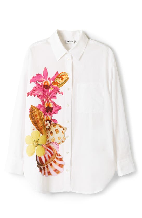 Desigual Cam Shell Lacroix Button-up Shirt In White