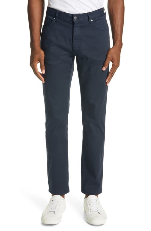 ZEGNA Classic Fit Stretch Cotton Five Pocket Pants in Navy at Nordstrom, Size 33