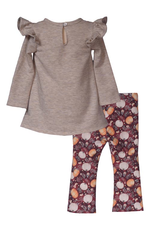 Shop Bonnie Jean Kids' Turkey Feathers Top & Leggings Set In Tan