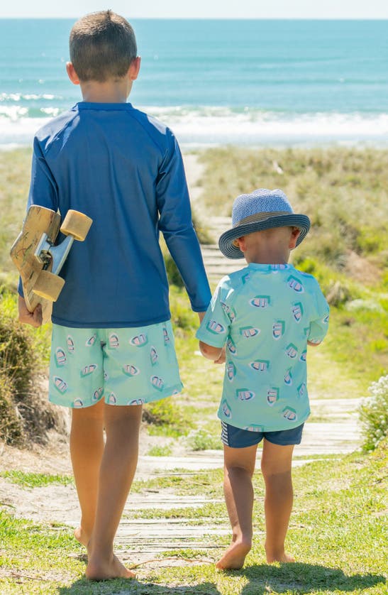 Shop Snapper Rock Kids' Float Your Boat Swim Trunks In Blue