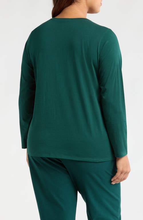 Shop Eileen Fisher Long Sleeve Crewneck Organic Cotton Top In Pine