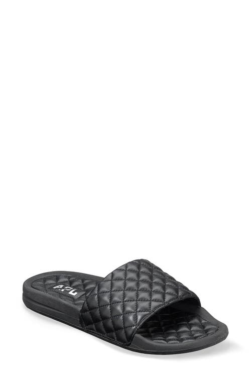 Lusso Quilted Slide Sandal in Black