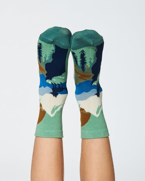 Shop Deux Par Deux Boy's Socks Sage With Landscape In Jadeite