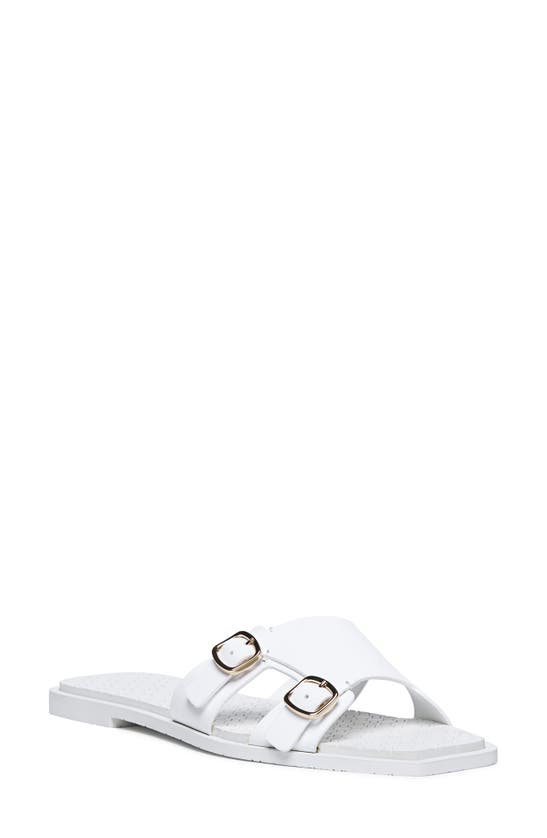 Santoni Lepus Flat Pool Slides In White-i50