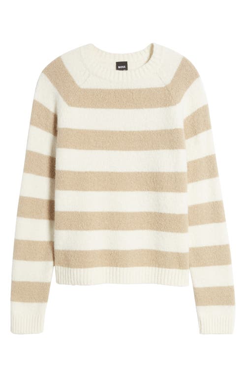 Shop Hugo Boss Boss Febisan Stripe Crewneck Sweater In Grey Stripe