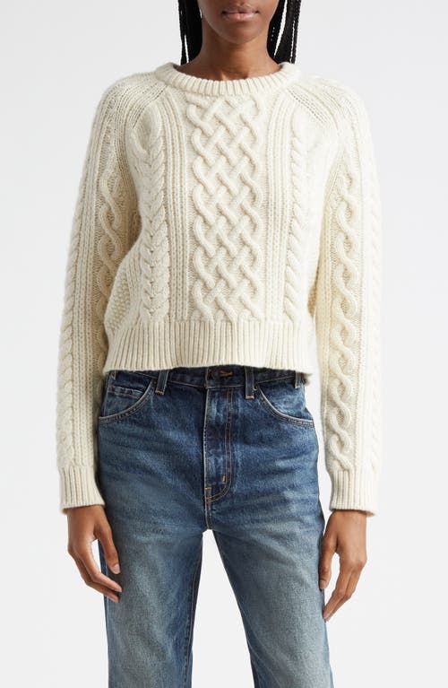 Shop Nili Lotan Coras Cable Crewneck Wool Sweater In Ivory