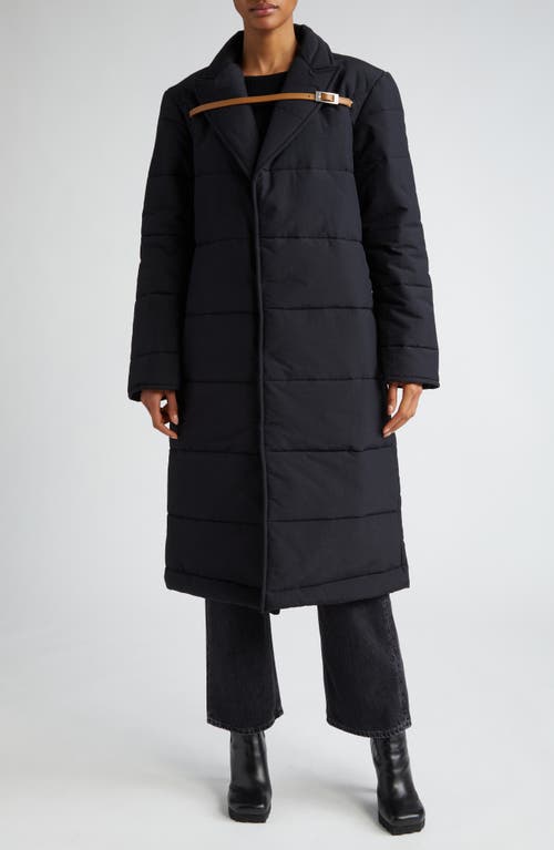 Belted Puffer Trench Coat in Black