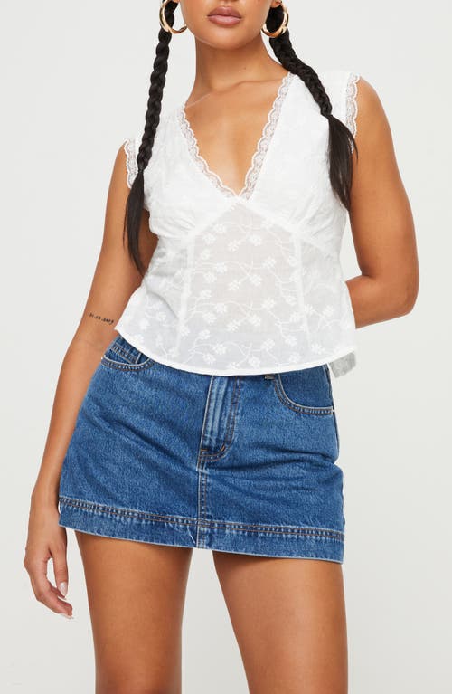 Shop Princess Polly Gimmie Embroidered Open Back Cotton Top In White