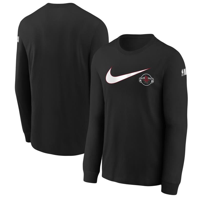Shop Nike Youth  Black Houston Rockets Swoosh Long Sleeve T-shirt