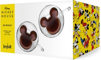 JoyJolt Set of (2) 5.4-oz Disney Mickey 3D Espresso Cups 
