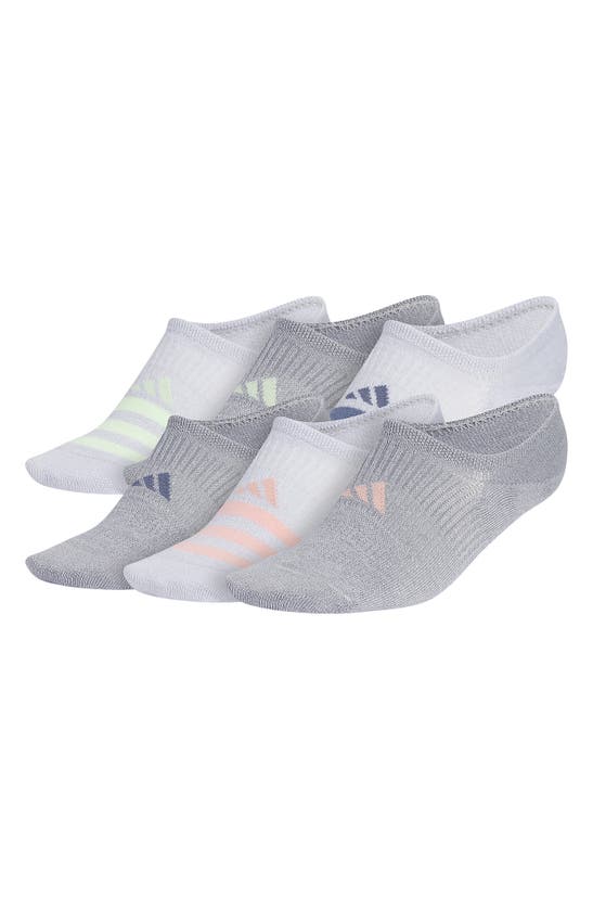 Shop Adidas Originals Superlite Pack Of 6 No-show Socks In White/ Black/ Grey