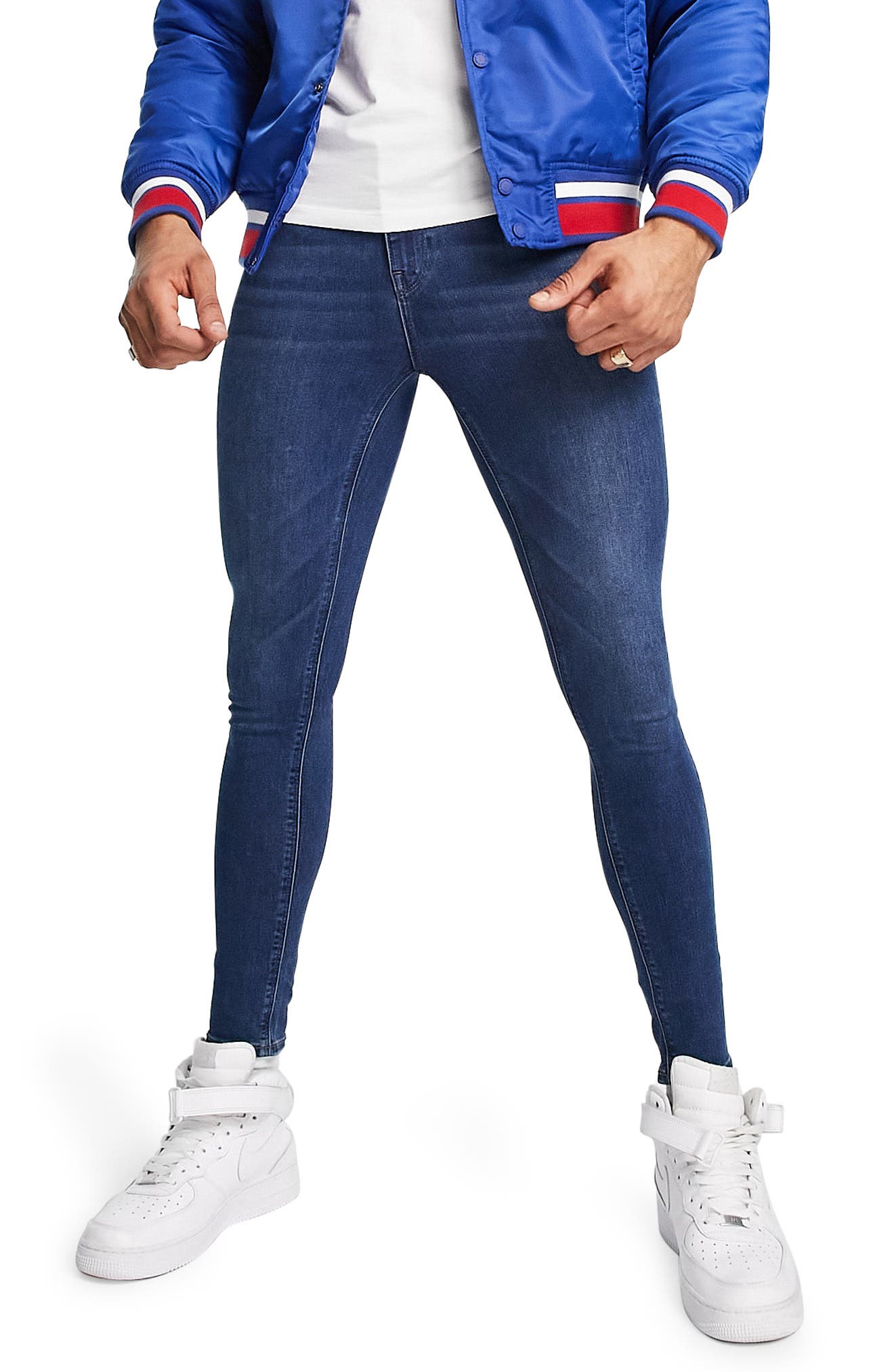 ASOS DESIGN Spray-On Skinny Fit Jeans in Medium Blue