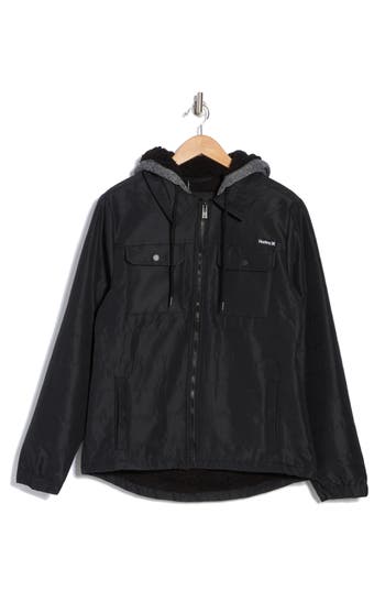 Hurley Ostro Fleece Lined Hooded Jacket In Black