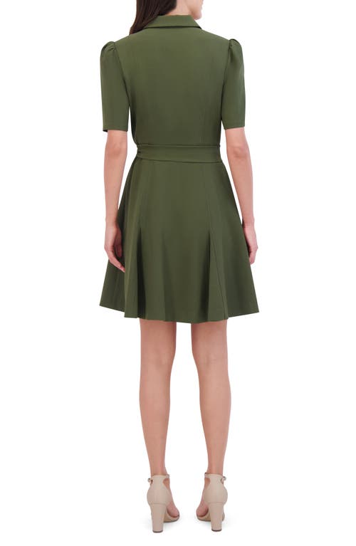 Shop Eliza J Puff Sleeve Shirtdress In Olive