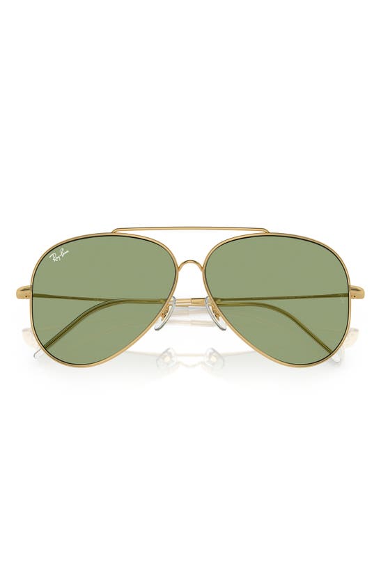 Ray Ban Aviator Reverse Sunglasses Gold Frame Green Lenses 59-11 In Green