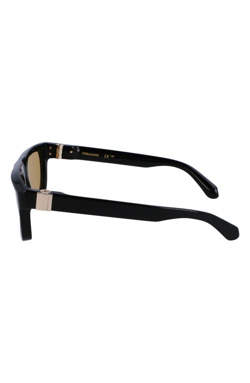 Shop Ferragamo Prisma 56mm Square Sunglasses In Black/gold