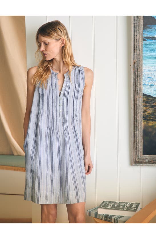 Shop Faherty Isha Stripe Sleeveless Linen Dress In Day Lily Stripe