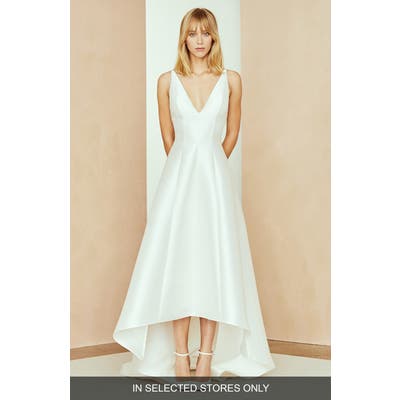 Nouvelle Amsale Calvin V-Neck High/low Dress, Size - Ivory