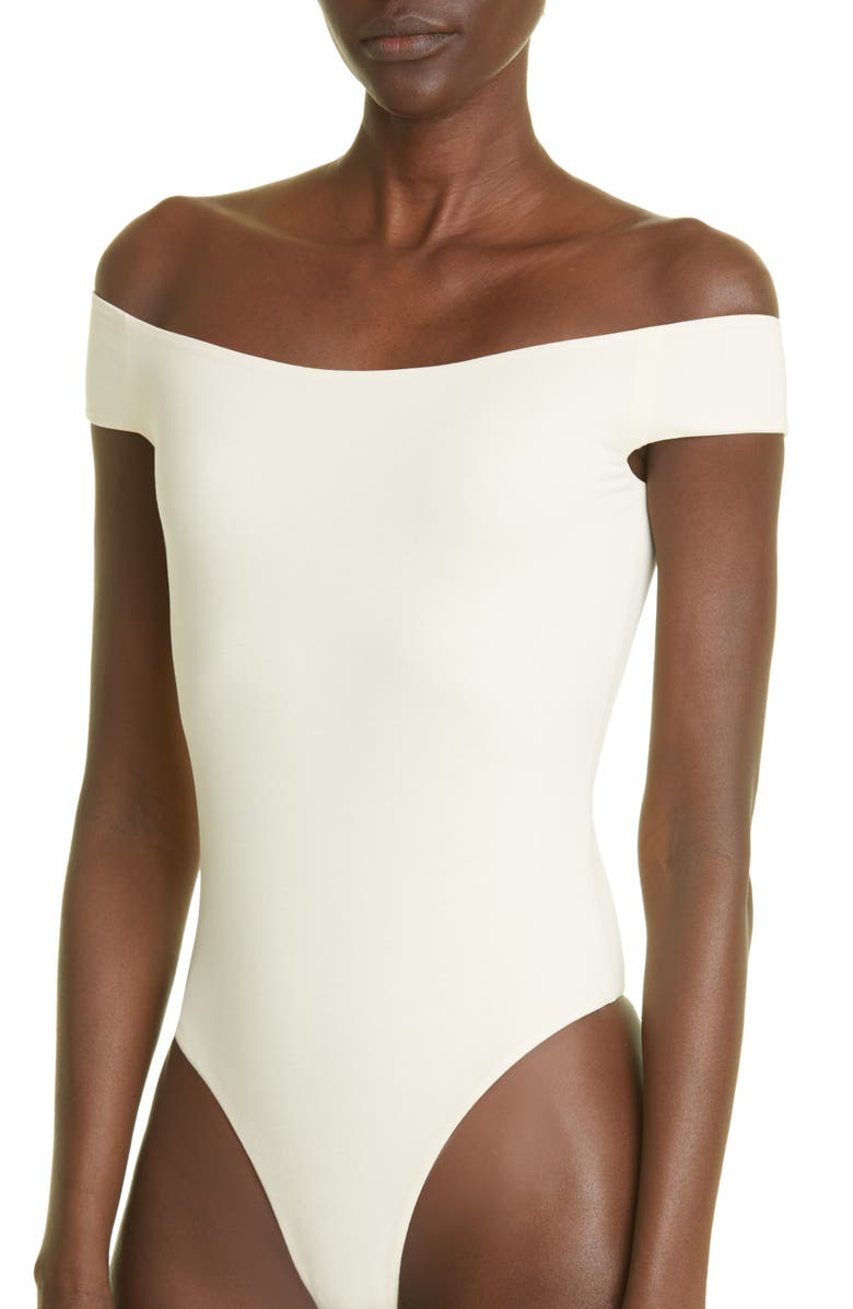 Khaite Nima Off the Shoulder Stretch Cotton Bodysuit | Nordstrom