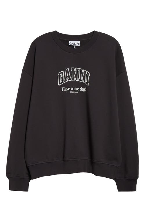 Shop Ganni Isoli Logo Organic Cotton Sweatshirt In Phantom