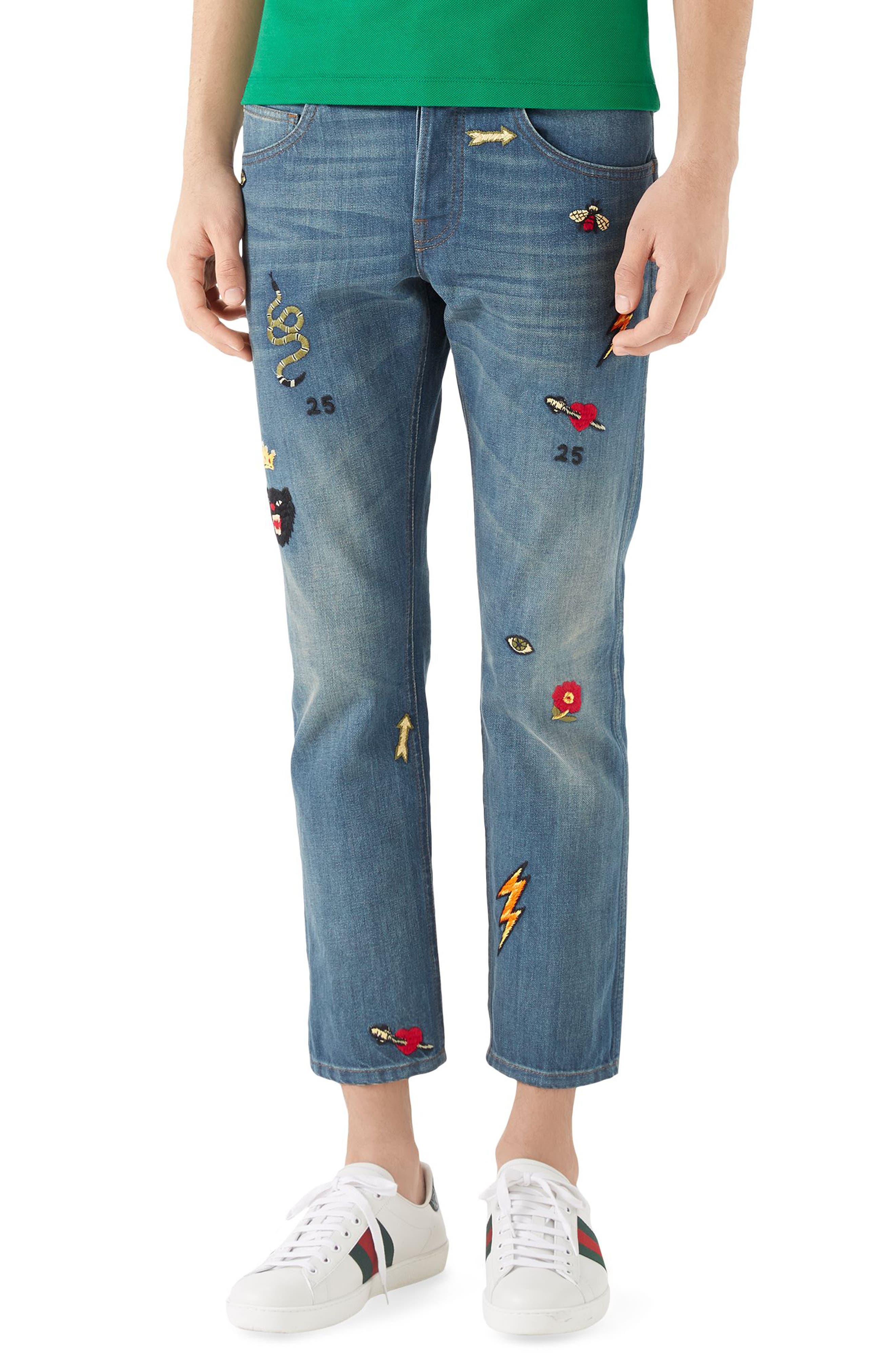 Gucci Embroidered Slim Fit Jeans Nordstrom