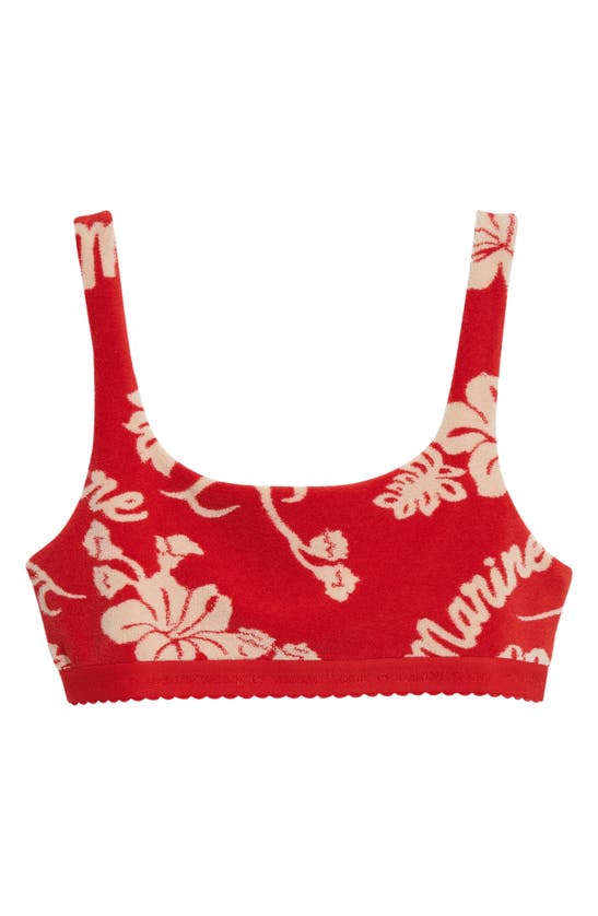 Shop Marine Serre Tropical Terry Cloth Bra Top In Red