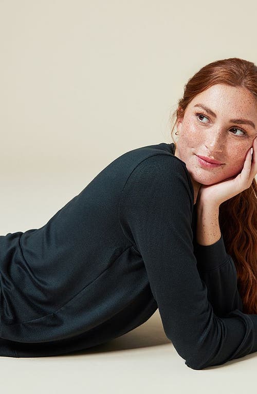 Softies Dream Jersey Long Sleeve Crew Neck Lounge Set With Jogger Pant In Black