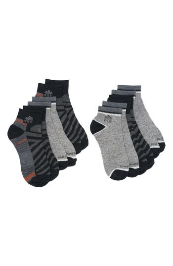 Rainforest Flat Knit Pack Of 6 Ankle Socks In Char/grey