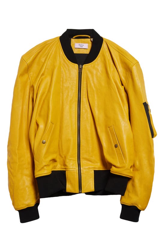 Shop Martine Rose Rider Leather Bomber Jacket In Citrine