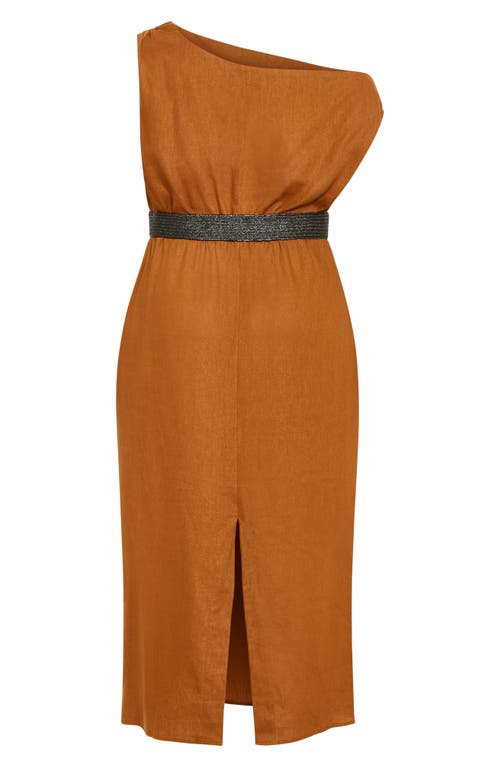 Shop City Chic Milly Asymmetric Neck Maxi Dress In Ginger