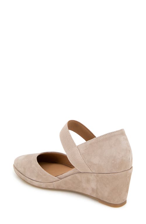 Gentle Souls By Kenneth Cole Oriana Ankle Strap Wedge Pump In Mushroom Suede