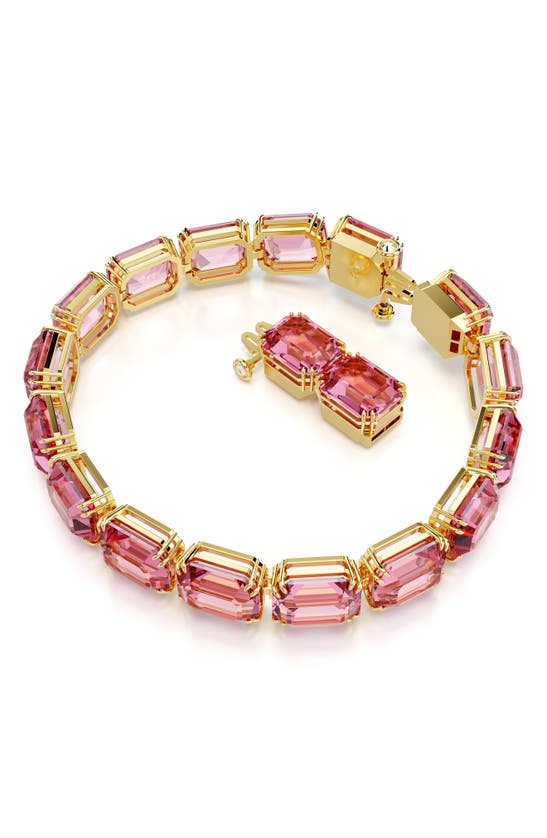 Swarovski Octagon Cut, Pink, Gold-tone Millennia Bracelet In Pink