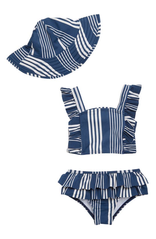 Jessica Simpson Babies Stripe Two piece Swimsuit Hat Set In Navy Strip ModeSens