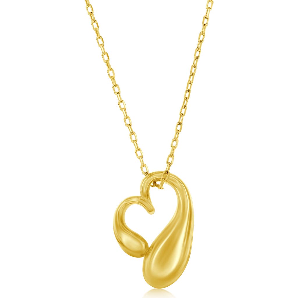 Simona Puffed Heart Pendant Necklace In Gold
