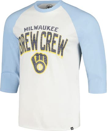 47 Men's '47 Cream Milwaukee Brewers City Connect Crescent Franklin Raglan  Three-Quarter Sleeve T-Shirt