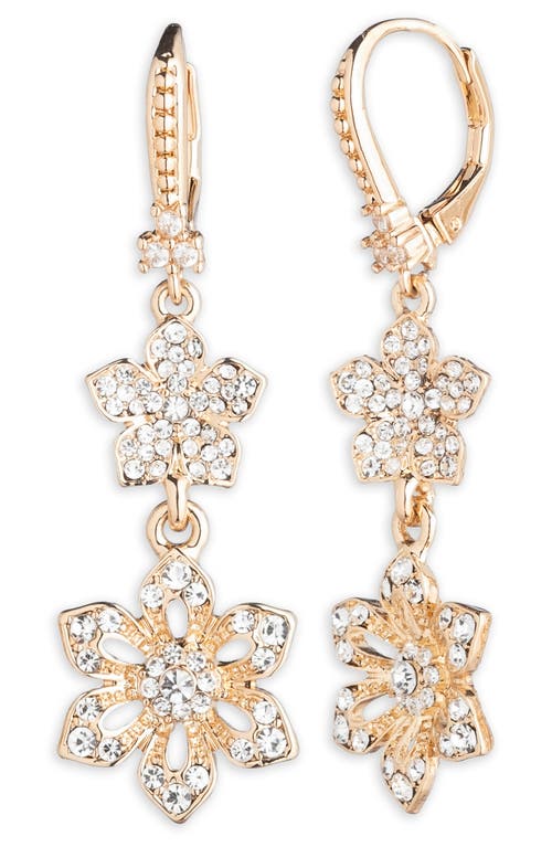 Shop Marchesa Crystal Flower Double Drop Earrings In Gold/crystal