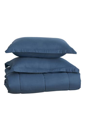 Woven & Weft Solid Comforter Set In Navy Solid