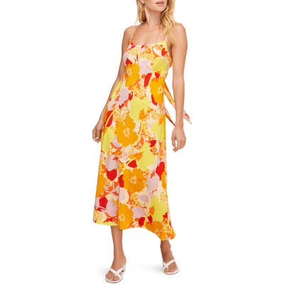 Astr The Label Charisma Tie Back Sleeveless Midi Dress, Yellow