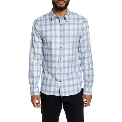 Vince Slim Fit Plaid Flannel Button-Up Shirt, Blue