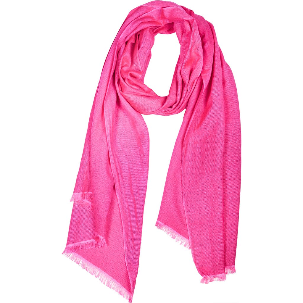 Saachi Cashmere Silk Eyelash Fringe Scarf In Hot Pink