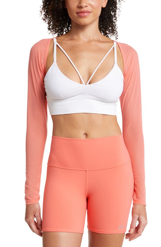 Alo Yoga  Mesh Heat Wave Shrug Jacket in White, Size: Medium